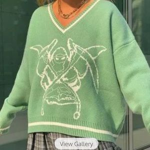 Heaven can wait dupe green knit sweater oversized